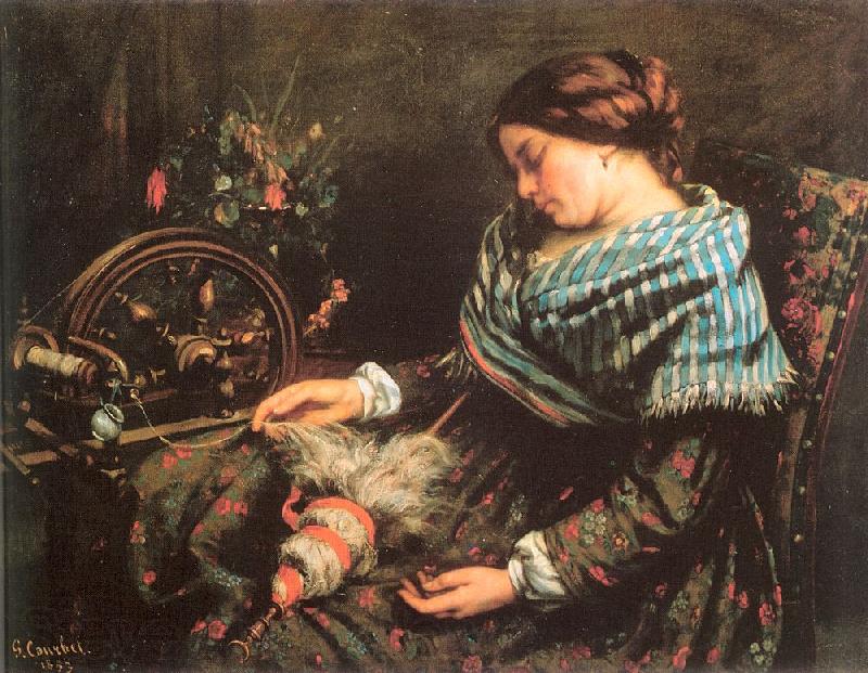 Courbet, Gustave The Sleeping Spinner Norge oil painting art